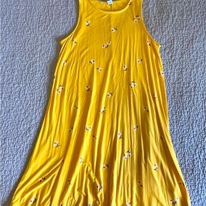 Women’s Midi Dress Size Medium Yellow With Flowers Old Navy Brand Sleeveless